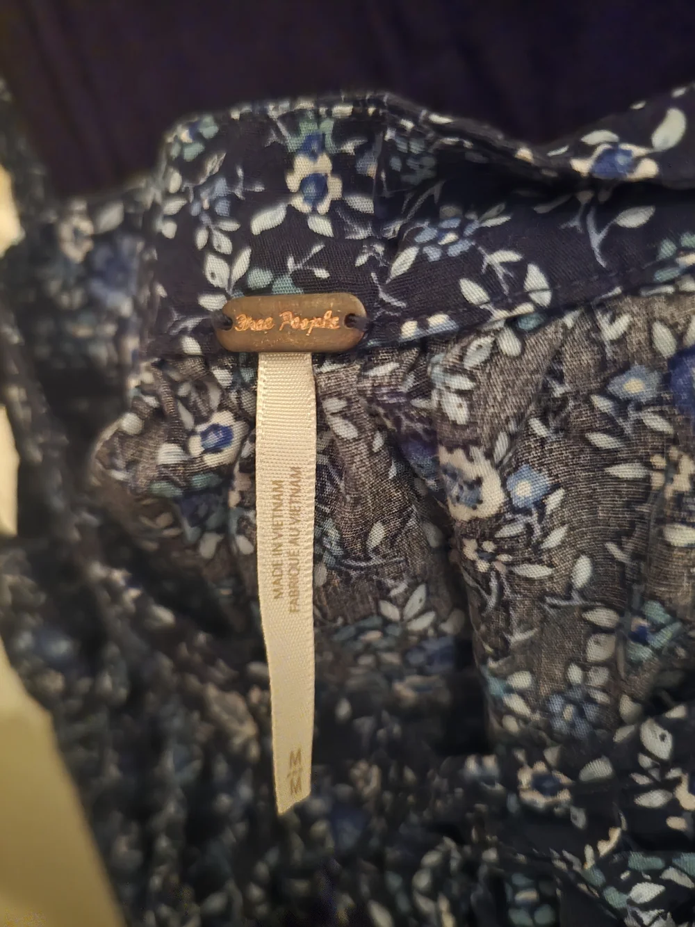 Free People Petunia Mini Dress in a blue and navy ditsy floral print